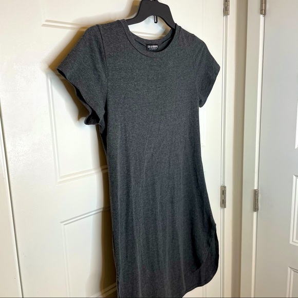 Sexy Side Split Charcoal Grey Tunic Dress- Size Large - Picture 6 of 9